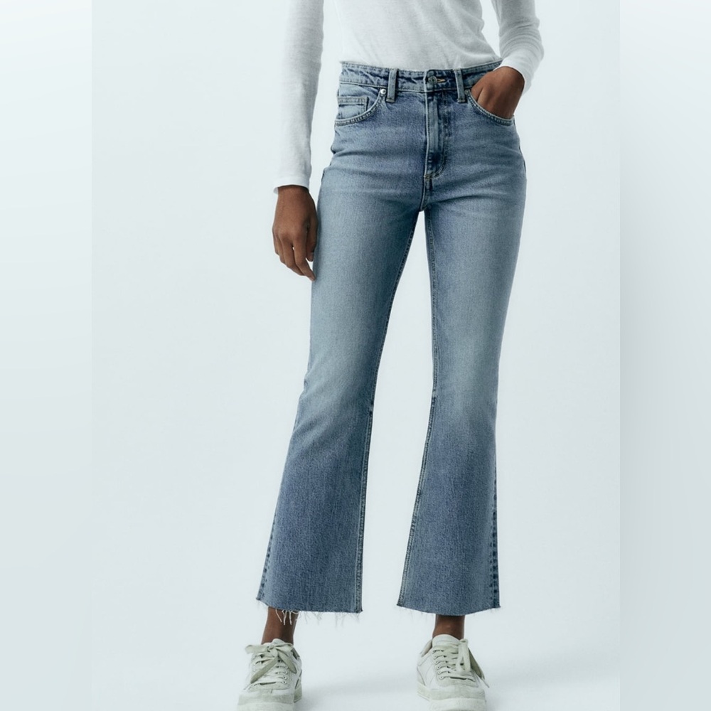 Zara cropped flare jeans